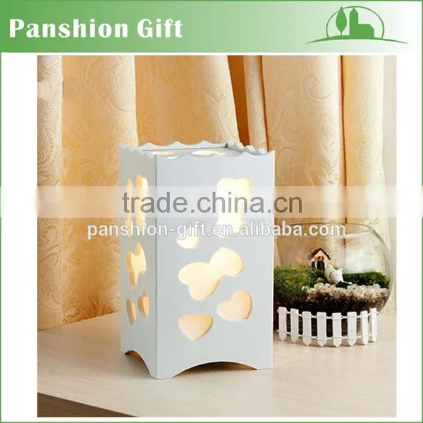 LED Lighting Cutout Wood Table Lamp , Carved Timer LED Table Lamp