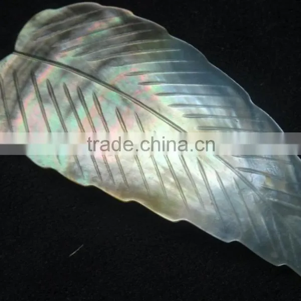 Mother of Pearl (MOP) Carving Leaf Gemstone With Nice Rainbow Fire photo-4