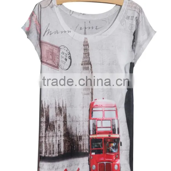 Printed Women's t Shirt, T-shirt, Woman Polo Shirt, Cotton Yarn Dyed Shirt Grey Fabric