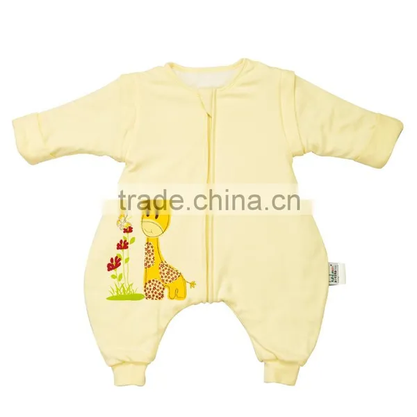 100% Cotton Anti Kicking Infant Child Foot Sleeping Bag Thick Filling for Autumn and Winter Yellow Style photo-5