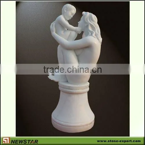 White Marble Sculpture (mother and Kid)