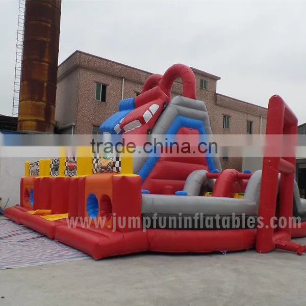 Inflatable Slide Cars 2016 Big Inflatable Fun City Inflatable Slide and Obstacle Course 2 Lane Sliders photo-2