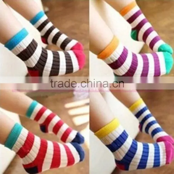 Chinese Made Kids Fancy Colorful Striped Socks Baby Socks Wholesale photo-5