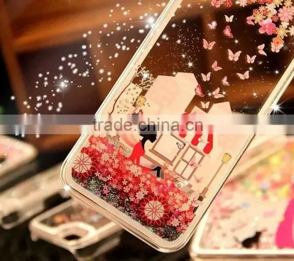 2016 New Arrive Beautiful Pattern Mobile Phone Moving Glitter Flash Light Case for Iphone photo-3