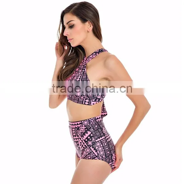 Plus Size Swimwear Women Swimsuit 2016 New Bikinis High Waist Bathing Suits Print Vintage Retro Floral Bikini Set photo-2