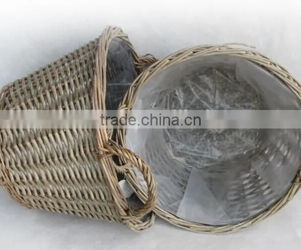 100%Handmade Wicker Plastic Lined Plant Basket Wicker Plant Pot Flower Plant Basket photo-3