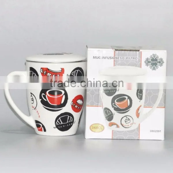 Porcelain Coffee and Tea Mug With Filter and Lid photo-4