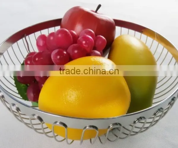 Different Size Round Shape Metal Wire Fruit Basket Chrome photo-2