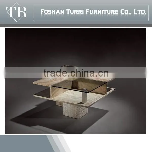 Iran Natural Travertine Base Round Glass Side Table photo-3