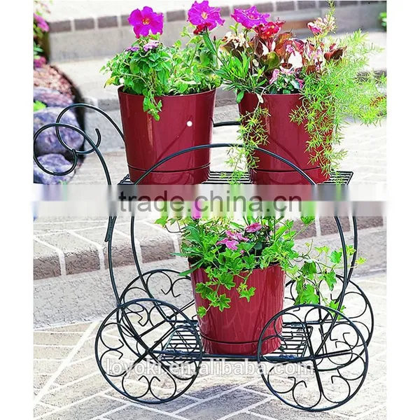 Garden Decoration Vintage 2 Tiered Garden Cart Metal Plant Stand