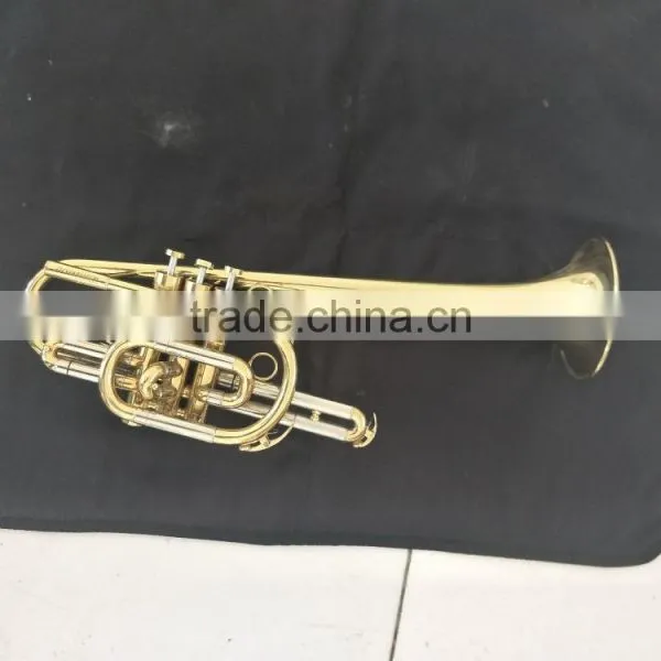 Gold lacquer marching brass musical instrument marching trumpet