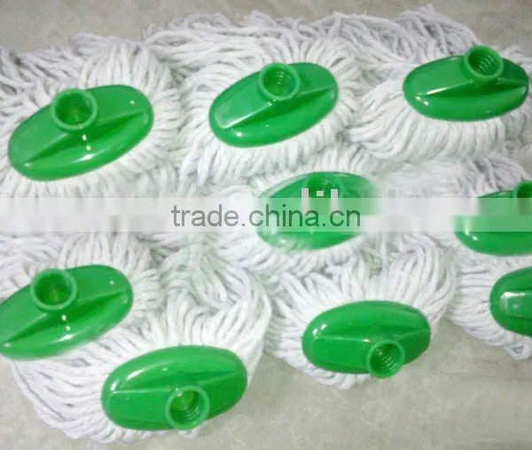 White Cotton Mop Head With Green Plastic Socket