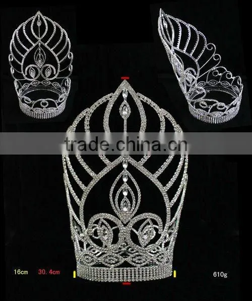 H172-121 Beauty Jewelry Rhinestone Fashion Big Pageant Crown photo-2