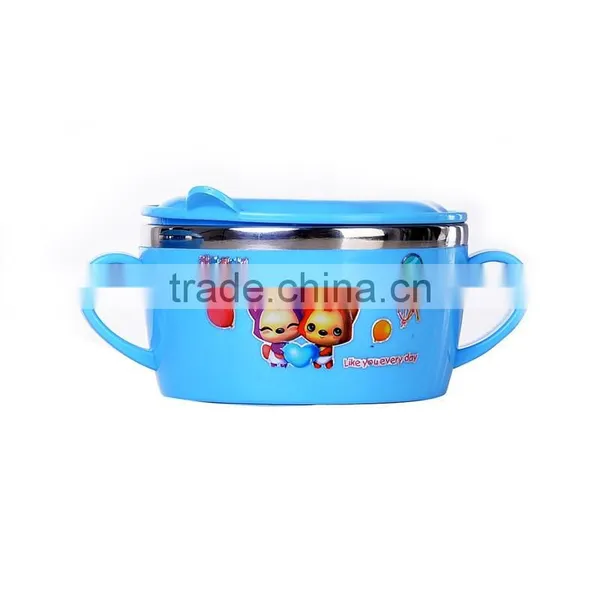 Color Stainless Steel Serving Soup Baby Bowl With Lid Kids Suction Bowl photo-3