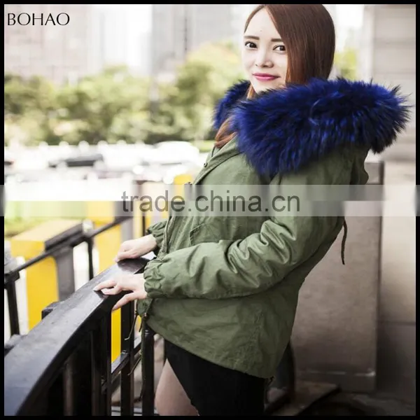 New Design Rabbit Fur Lining Parka Faux Fur Collar Jacket photo-3