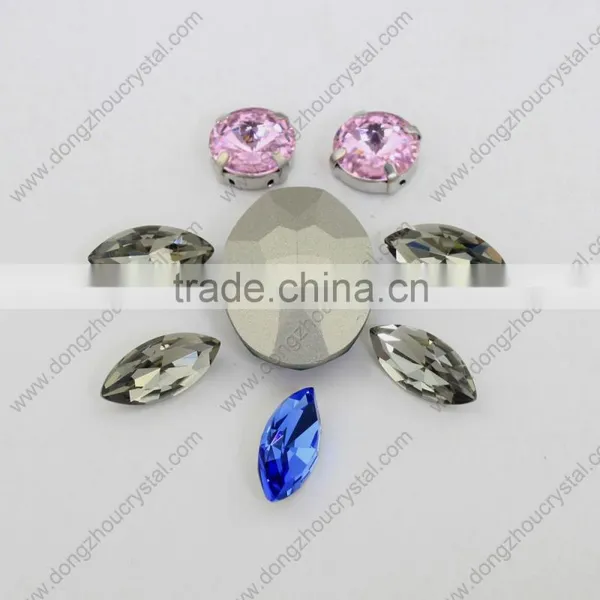 Machine Cut Decorative Crystal Glass Stone With Metal Claw photo-6