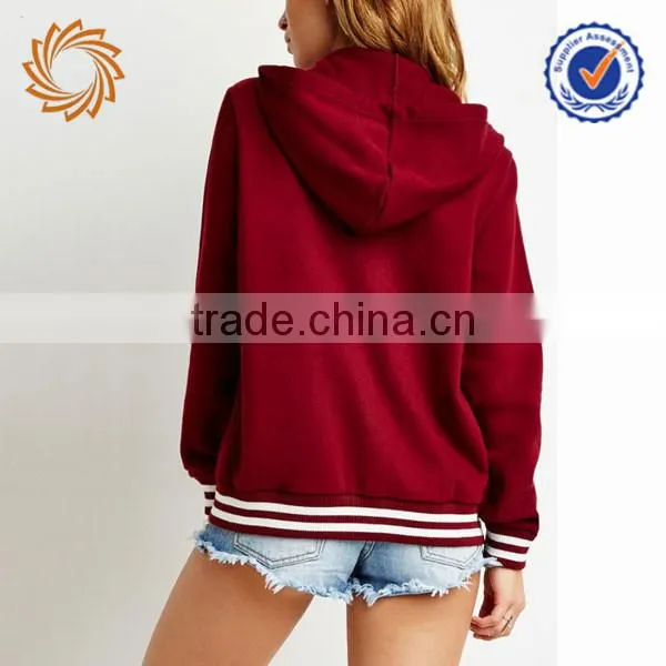 Custom 100%coton Winter Warm Women Fleece Jacket Snap Button With Hood photo-2