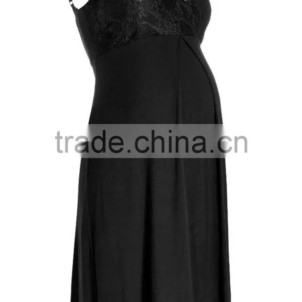 Black Lace Slip Maternity Sleepwear photo-3