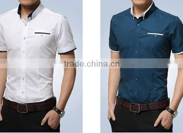 Wholesale Walson D46513a 2015 Fashion Mens Shirts Summer Plain Dress Shirts for Men's Apparel photo-4