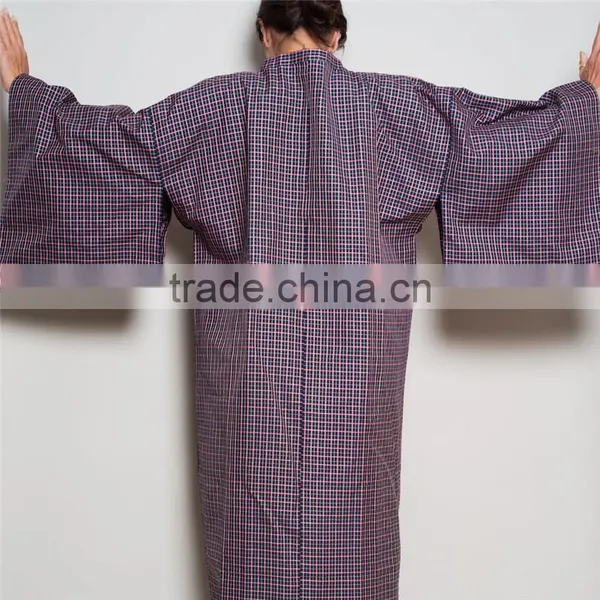 Newest Style Jacket With Squared Neck Haori Full Textured Yarn Dye Silk Kimono photo-3