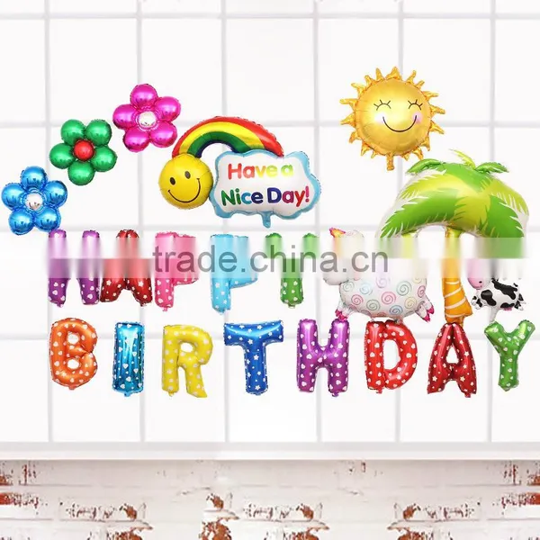 Foil Helium Balloon Party Decoration Happy Birthday Colorful Flower Balloon Set photo-2