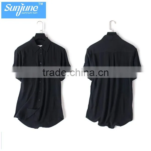 High End Womens 100% Silk Short Sleeve Plain Formal Blouse photo-2