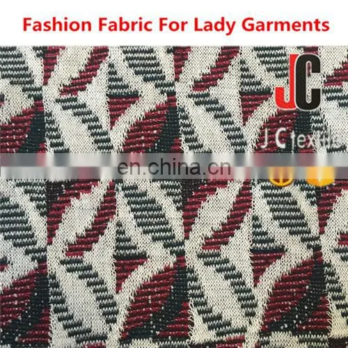 Fabric Importers Recycled Polyester Rayon Spandex T/R Yarn Dyed Jacquard Stretch Knit Fabric photo-4