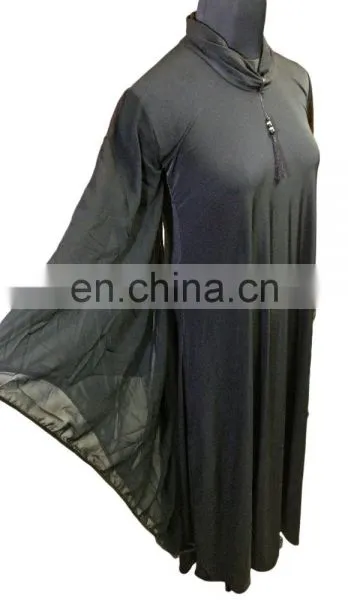 Saudi Arabia Plain Burqa 2017 / Latest Designer Black Strip Islamic Abaya / Plain Lycra Stretchable Burqa (dubai Abaya 2017) photo-5