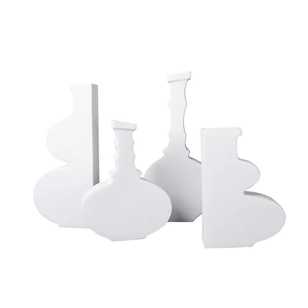 Minimalism White Gourd Frosted Firm Tall Large Ceramic Vase For Living Room Shopping Mall photo-5