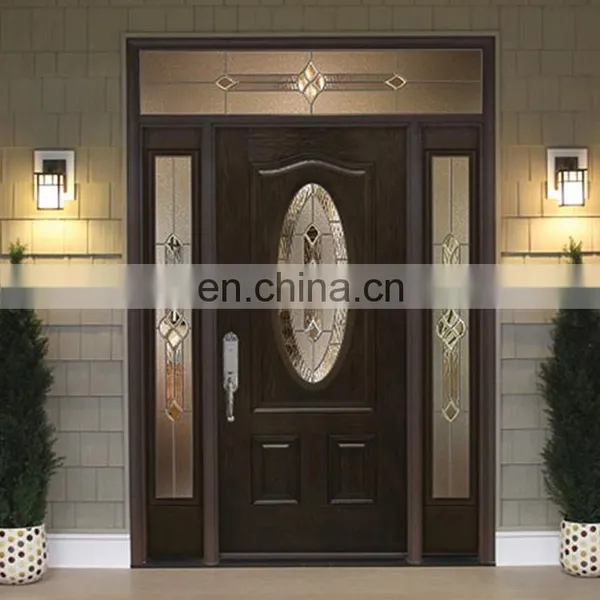Simple Cheap Outside Solid Oak Doors Wooden Glass Door Design photo-5