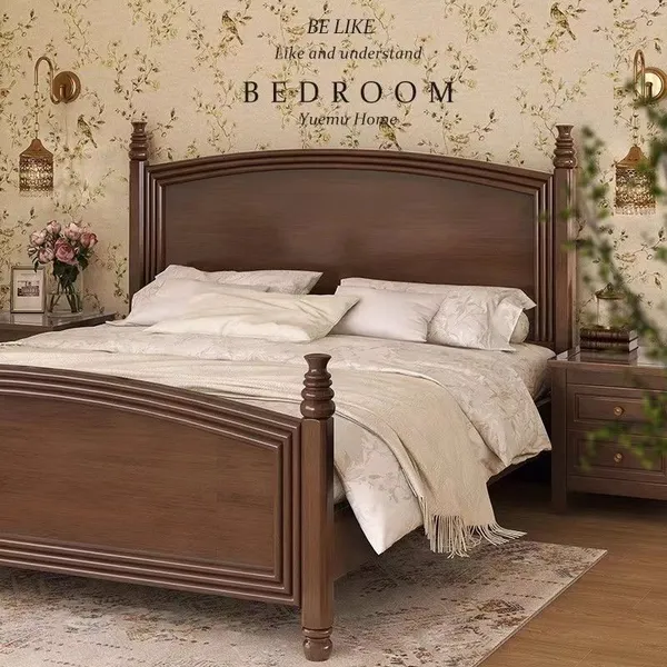 Solid Wood Bed Modern Simple 1.8M Double Bed