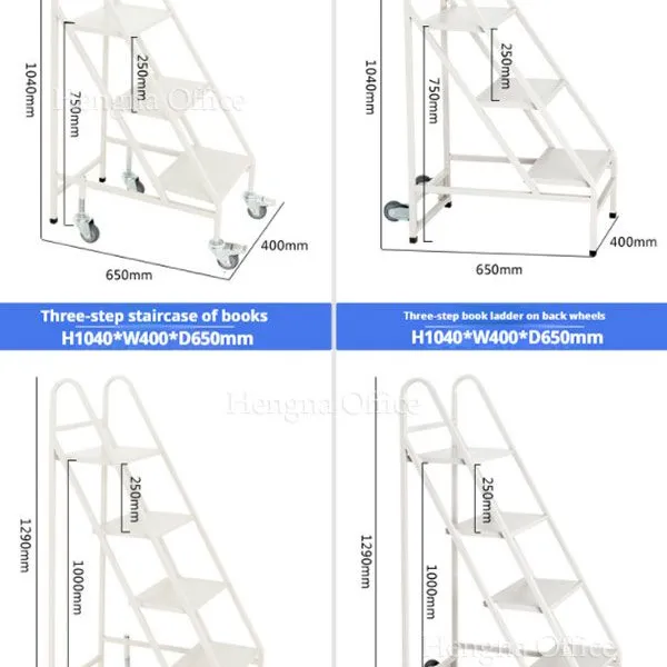 Superior Quality Portable Book Access Ladder With Universal Jointed Wheels & Brake – Great for Home Libraries and Book Collections photo-3