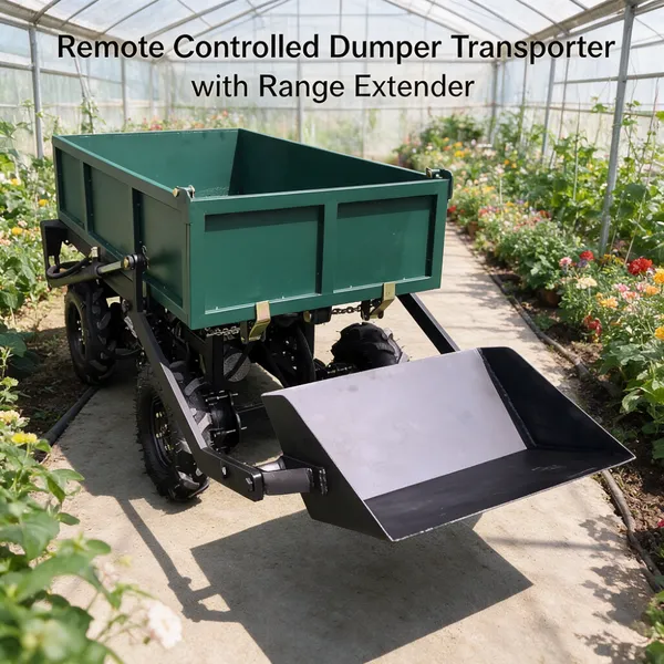Remote Operated Multi Purpose Tipping Carrier for Agricultural Material Hauling Farm Logistics and Outdoor Work
