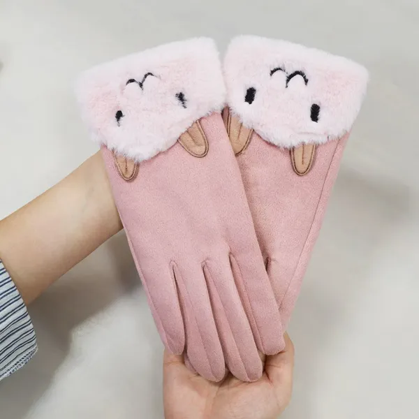 Cute Furry Cuff Women Winter Gloves Touchscreen Compatible Multi Color For Holiday Gift Boutique Retail photo-5
