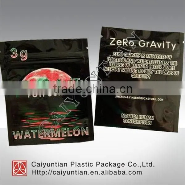 Zero Gravity Three Sides Zipper Pouch Bag/ High Quality Clean Package Bag for Herbal Incense photo-4