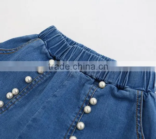 Girl Clothing Korean Cute Baby Girl Beaded Clothes Shorts 2016 New Summer Girl Pearl Pocket Jeans Lovely Girl Short Pants photo-2