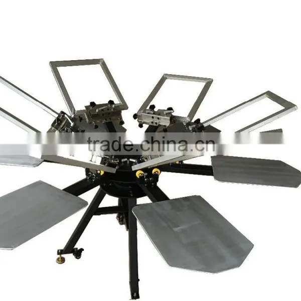 Manual Turntable T-shirt Garment Textile Screen Printing With 6 Color 6 Stations With Micro Registration photo-2