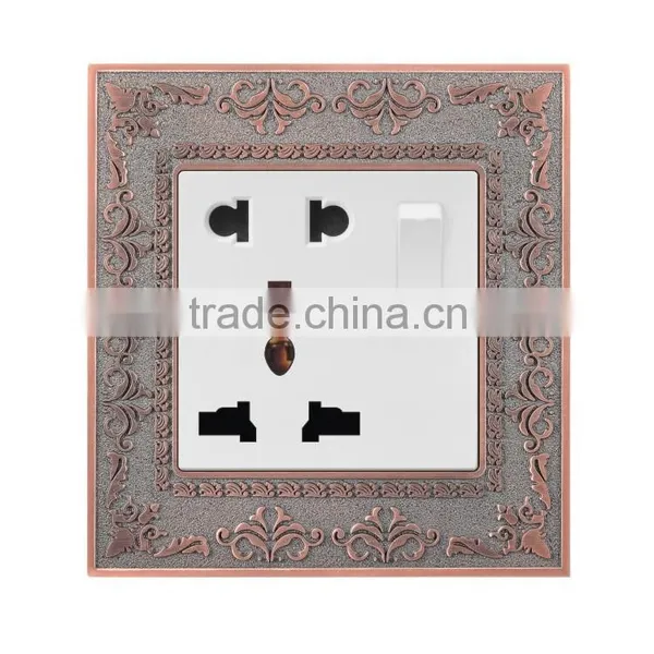 Wall Electrical Wholesale High Quality Zinc Material 1 Gang 1 Way Switch and 5 Hole Socket photo-2