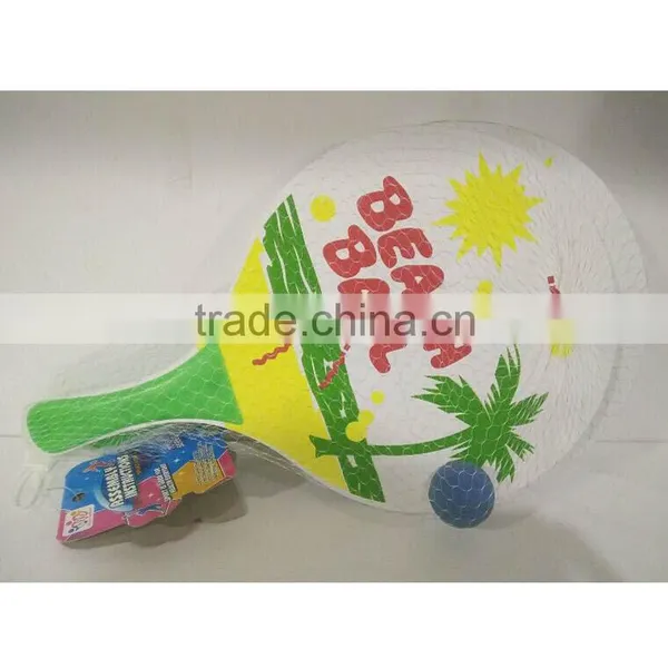 Classic Wooden Beach Tennis Racket Paddle Ball Play Game Set photo-3