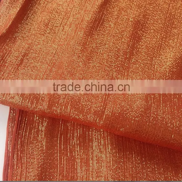 Handmade Rust Gold Lurex Morocco Shimmer Fabric Silk Long Scarf photo-4