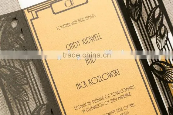 2016 Newmengxing Art Deco Wedding Invitation, Laser Cut Art Deco Motif, Unique Wedding Invitation, Modern Invite photo-3