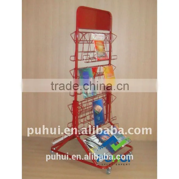 12 Tier Floor Metal Wire Card Display Shelf With SGS Certificate photo-2