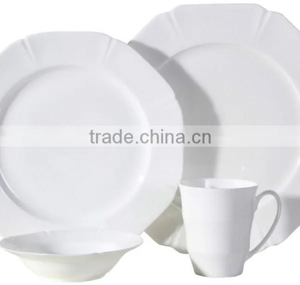 Beautiful Embossed Design Dinner Set White Porcelain Dinnerware photo-2