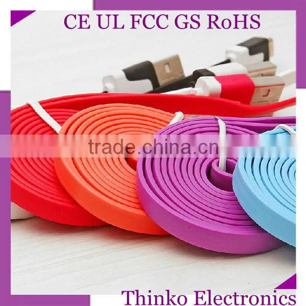 Colorful Flat Noodle Micro Usb Cable Used for All Kinds of Android Smart Phones