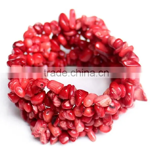 Gravel Bead Amethyst Red Coral Turquoise Bracelet photo-5
