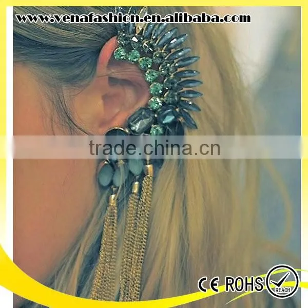 Sample Order Sapphire With Chain Ear Cuff Wrap Clip Earring