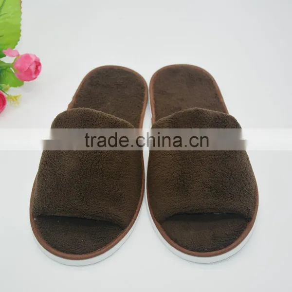 Brown Coral Fleece Hotel Disposable Slippers photo-2