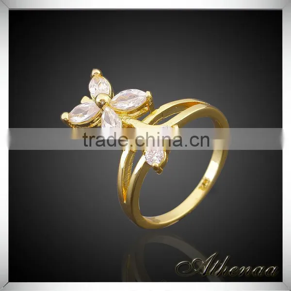 Plated Crystal Flower Fancy Gold Ring Designs