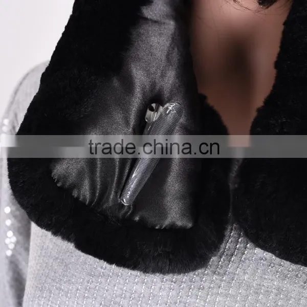 Classic Black Rabbit Fur Scarf/Women Rabbit Fur Scarf/fur Collar KZ150158 photo-4
