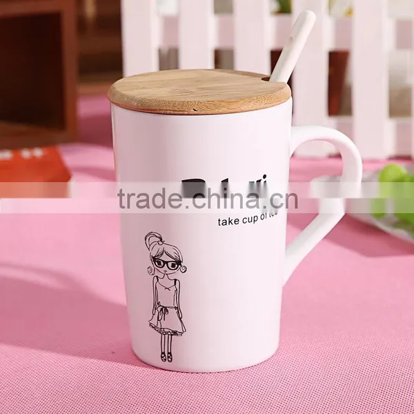 12 oz Plain White Ceramic Mug With Lid photo-2